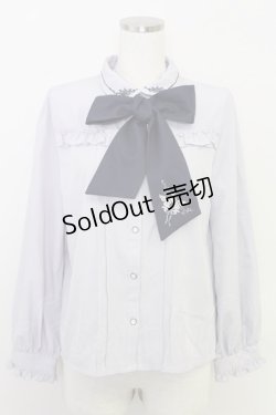 画像1: axes femme / バラブーケ刺繍リボンブラウス  ラベンダー T-25-07-31-007-AX-BL-SA-ZT74