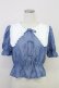 画像1: axes femme POETIQUE / ビッグフリル襟リボンブラウス  サックスＸ白 T-25-07-31-008-AX-BL-SA-ZT (1)