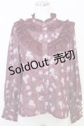 axes femme / レトロオーナメントバラ柄ブラウス  ワイン T-25-07-31-010-AX-BL-SA-ZT074