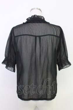 画像2: axes femme / カメオ×ジャボブローチ付ブラウス  ブラック T-25-07-31-011-AX-BL-SA-ZT