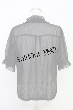 画像2: axes femme / カメオ×ジャボブローチ付ブラウス  ブラック T-25-07-31-011-AX-BL-SA-ZT074