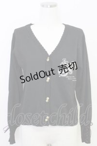 axes femme / 時計×歯車刺繍ニットカーディガン  ブラック T-25-07-31-012-AX-TO-SA-ZT