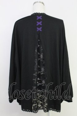 画像2: axes femme / UVカットドルマンカーディガン  黒Ｘ紫 T-25-07-31-013-AX-TO-SA-ZT