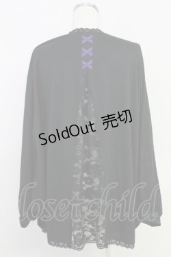 画像2: axes femme / UVカットドルマンカーディガン  黒Ｘ紫 T-25-07-31-013-AX-TO-SA-ZT34