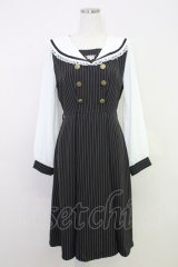 axes femme POETIQUE / エンブレム刺繍セーラーワンピース M ブラック T-25-07-31-014-AX-OP-SA-ZT