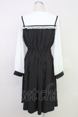 画像2: axes femme POETIQUE / エンブレム刺繍セーラーワンピース M ブラック T-25-07-31-014-AX-OP-SA-ZT