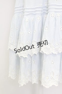画像4: LACE MADE / フラワー刺繍長袖ワンピース M サックスＸ白 T-25-08-06-020-LO-OP-SA-ZI