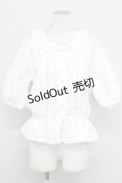 画像1: PINK HOUSE / ピンタックリボンブラウス  白 T-25-08-06-003-LO-BL-SA-ZI