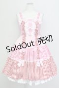 Angelic Pretty / ギンガム配色肩リボンジャンパースカート  濃ピンク×ピンク×アカ T-25-08-06-026-AP-OP-SA-ZI