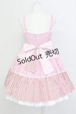 画像2: Angelic Pretty / ギンガム配色肩リボンジャンパースカート  濃ピンク×ピンク×アカ T-25-08-06-026-AP-OP-SA-ZI