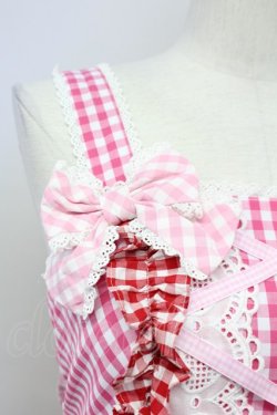 画像3: Angelic Pretty / ギンガム配色肩リボンジャンパースカート  濃ピンク×ピンク×アカ T-25-08-06-026-AP-OP-SA-ZT