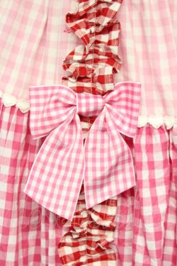 画像5: Angelic Pretty / ギンガム配色肩リボンジャンパースカート  濃ピンク×ピンク×アカ T-25-08-06-026-AP-OP-SA-ZT