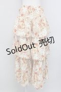 PINK HOUSE / ローズブーケ柄段々スカート  アイボリーＸレッドＸピンク T-25-08-06-031-LO-SK-SA-ZT