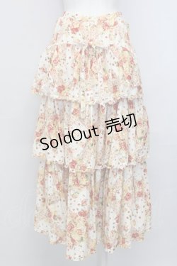 画像2: PINK HOUSE / ローズブーケ柄段々スカート  アイボリーＸレッドＸピンク T-25-08-06-031-LO-SK-SA-ZT