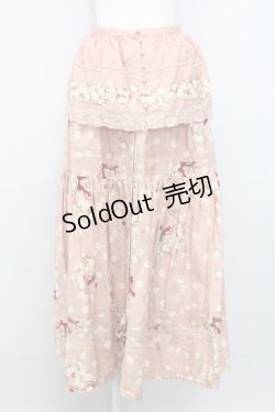 画像1: PINK HOUSE / 秋桜ブーケリボンスカート  ピンク T-25-08-06-032-LO-SK-SA-ZT