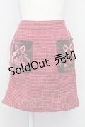 axes femme kawaii / 刺繍ポケットスカート M レッド T-25-08-06-033-AX-SK-SA-ZT