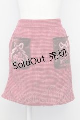 axes femme kawaii / 刺繍ポケットスカート M レッド T-25-08-06-033-AX-SK-SA-ZT