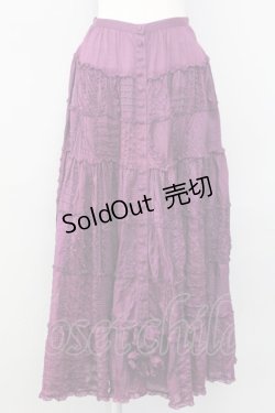 画像1: PINK HOUSE / ピコフリルパッチワークスカート  パープル T-25-08-06-035-LO-SK-SA-ZT