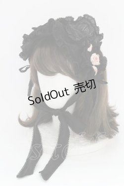 画像1: PINK HOUSE / ローズモチーフ付きヘッドドレス  ブラック T-25-08-06-043-LO-AC-SA-ZT