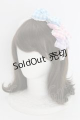 Angelic Pretty / ギンガム配色ぷくぷくリボンカチューシャ  サックス×ピンク×ラベンダー T-25-08-06-045-AP-AC-SA-ZT