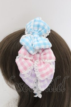 画像2: Angelic Pretty / ギンガム配色ぷくぷくリボンカチューシャ  サックス×ピンク×ラベンダー T-25-08-06-045-AP-AC-SA-ZT