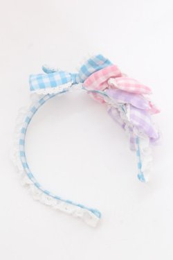 画像3: Angelic Pretty / ギンガム配色ぷくぷくリボンカチューシャ  サックス×ピンク×ラベンダー T-25-08-06-045-AP-AC-SA-ZT