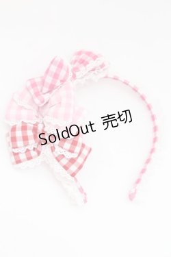 画像3: Angelic Pretty / ギンガム配色ぷくぷくリボンカチューシャ  濃ピンク×ピンク×アカ T-25-08-06-046-AP-AC-SA-ZI