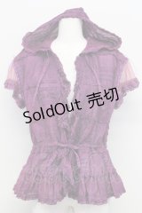 PINK HOUSE / ピコフリルパッチワークフードブラウス  パープル T-25-08-06-007-LO-BL-SA-ZT