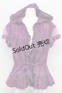 PINK HOUSE / ピコフリルパッチワークフードブラウス  パープル T-25-08-06-007-LO-BL-SA-ZI
