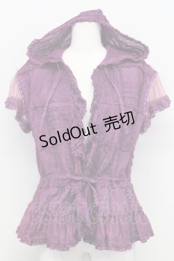 画像1: PINK HOUSE / ピコフリルパッチワークフードブラウス  パープル T-25-08-06-007-LO-BL-SA-ZT