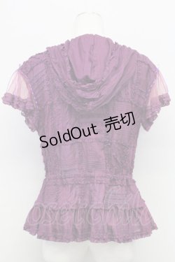 画像2: PINK HOUSE / ピコフリルパッチワークフードブラウス  パープル T-25-08-06-007-LO-BL-SA-ZT