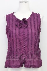 PINK HOUSE / 縦ピコフリルノースリーブブラウス  パープル T-25-08-06-008-LO-BL-SA-ZT