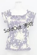 PINK HOUSE / 薔薇ブーケプリントノースリーブブラウス  パープル T-25-08-06-010-LO-BL-SA-ZT