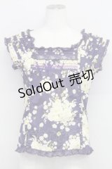 PINK HOUSE / 薔薇ブーケプリントノースリーブブラウス  パープル T-25-08-06-010-LO-BL-SA-ZT