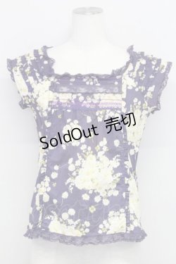 画像1: PINK HOUSE / 薔薇ブーケプリントノースリーブブラウス  パープル T-25-08-06-010-LO-BL-SA-ZT