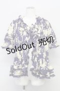 PINK HOUSE / 薔薇ブーケプリント半袖ブラウス  パープル T-25-08-06-011-LO-BL-SA-ZT