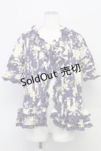 PINK HOUSE / 薔薇ブーケプリント半袖ブラウス  パープル T-25-08-06-011-LO-BL-SA-ZI