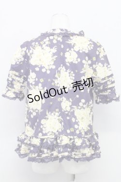 画像2: PINK HOUSE / 薔薇ブーケプリント半袖ブラウス  パープル T-25-08-06-011-LO-BL-SA-ZT