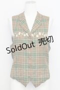 PINK HOUSE / フラワー刺繍チェックベスト  グリーンＸブラウン T-25-08-06-012-LO-TO-SA-ZI