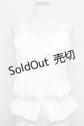PINK HOUSE / 縦ピンタック&ピコフリルノースリーブブラウス  白 T-25-08-06-002-LO-BL-SA-ZT