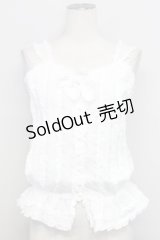 PINK HOUSE / 縦ピンタック&ピコフリルノースリーブブラウス  白 T-25-08-06-002-LO-BL-SA-ZT