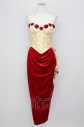 LACE MADE / 「スペイン野薔薇」コルセットドレス M ゴールドＸ赤 T-25-08-06-016-LO-OP-SA-ZT