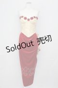 LACE MADE / 「スペイン野薔薇」コルセットドレス M ゴールドＸ赤 T-25-08-06-016-LO-OP-SA-ZI