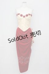 LACE MADE / 「スペイン野薔薇」コルセットドレス M ゴールドＸ赤 T-25-08-06-016-LO-OP-SA-ZI