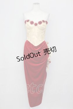 画像1: LACE MADE / 「スペイン野薔薇」コルセットドレス M ゴールドＸ赤 T-25-08-06-016-LO-OP-SA-ZI