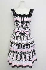 画像1: Angelic Pretty / Fancy Borderジャンパースカート  ブラック T-25-08-06-018-AP-OP-SA-ZI (1)