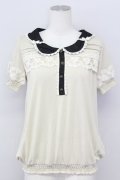 axes femme / リボンプルオーバー  オフｘ黒 T-25-08-09-013-AX-TO-HR-ZT