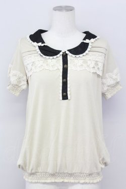 画像1: axes femme / リボンプルオーバー  オフｘ黒 T-25-08-09-013-AX-TO-HR-ZT