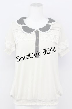 画像1: axes femme / リボンプルオーバー  オフｘ黒 T-25-08-09-013-AX-TO-HR-ZT492