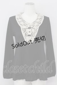 axes femme / 重ね着風レースプルオーバー  黒 T-25-08-09-014-AX-OP-HR-ZT